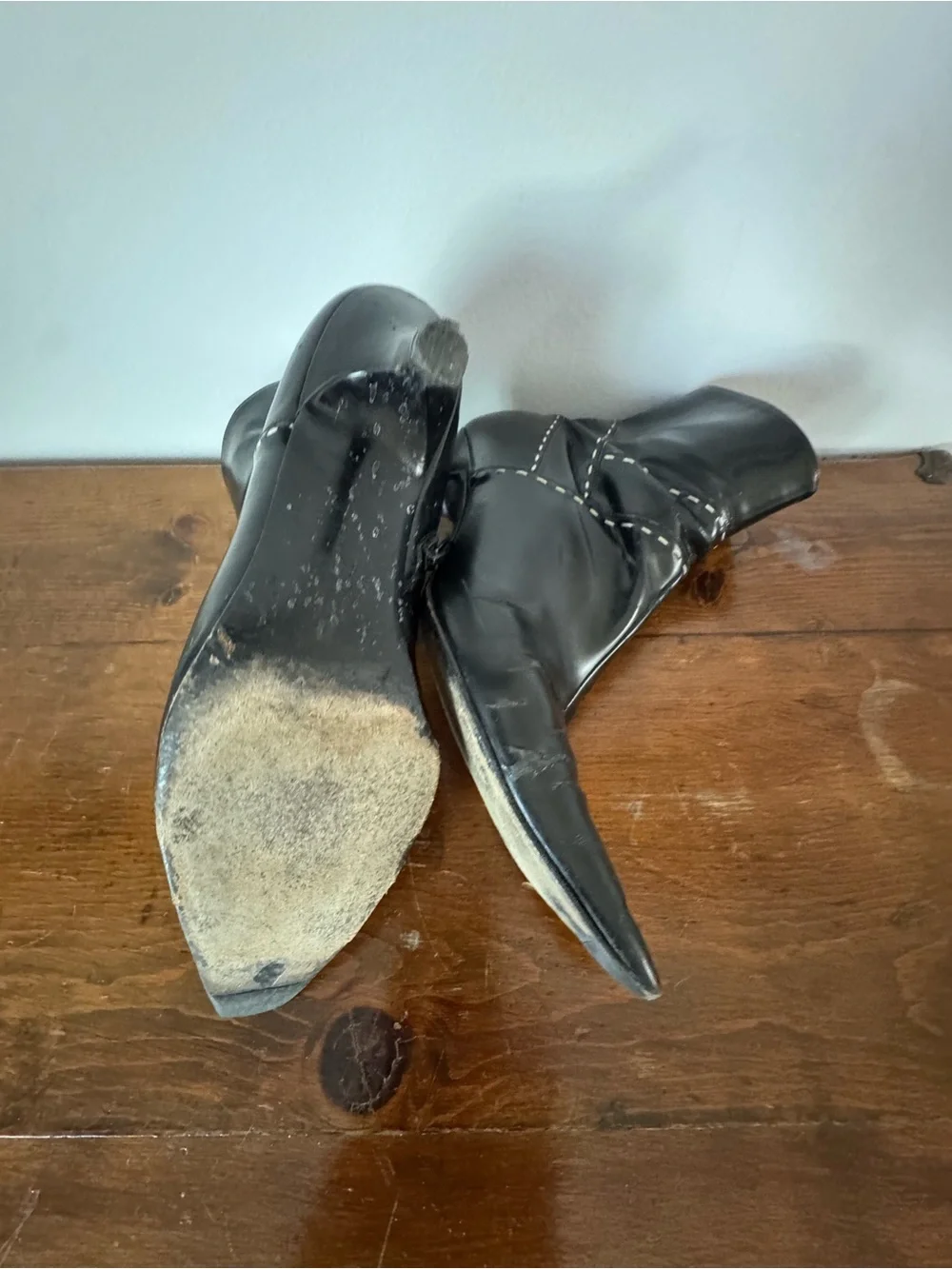 Vintage Salvatore Ferragamo Black Pointed Kitten Heel Ankle Boots